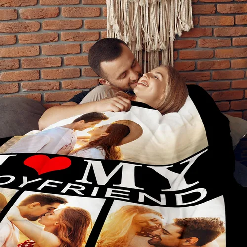 Miniatura 7 de Manta personalizada con fotos, regalos personalizados para el día de San Valentín para él y ella, mantas personalizadas de franela suave
