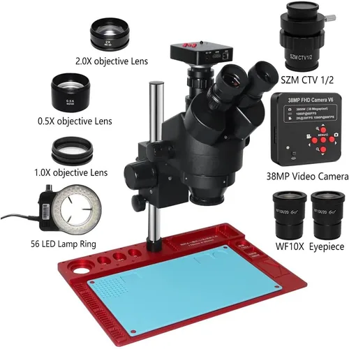 Miniatura 2 de Kit de accesorios para microscopio 3.5X-90X de la industria trinocular Microscopio de ampliación de circuito de ampliación Microscopio estéreo