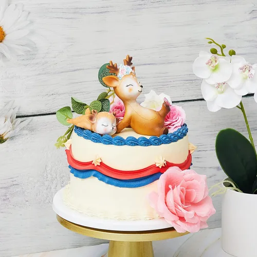 Miniatura 4 de Taiyin Oh Baby Cake Toppers para baby shower, lindos adornos para tartas de ciervos, flores de animales femeninos, decoración de tartas, pequeñas