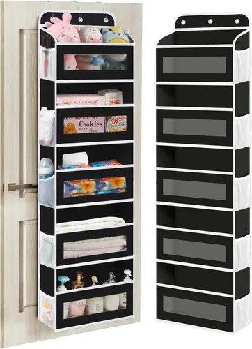 Miniatura 7 de KYEVIS Organizador para colgar sobre la puerta, 5 estantes para colgar en la puerta del armario, con 10 bolsillos de malla, organizador de armario