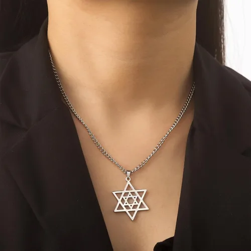 Miniatura 2 de EUEAVAN Collar con dije de estrella de David contra el mal de ojo de seis puntas con dije de estrella de David, hexagrama demoníaco religioso