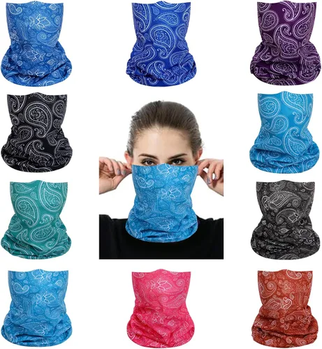 Miniatura 12 de Mascarillas de Polaina para el Cuello, Bufanda en Tubo, Bandanas Sin Costuras, Pañuelos para el Rostro, Cubierta Multiusos para la Cabeza