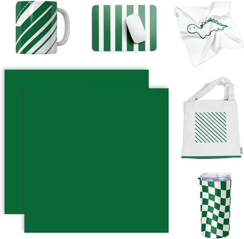 WOWOCUT Hojas de tinta de transferencia infusibles, papel infusible de transferencia de calor de color sólido verde, paquete de 2 paquetes, hoja de