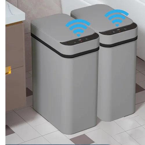 Yatmung 2 Pack - Cubo de basura con sensor de movimiento de 2.5 galones para baño - Botes de basura inteligentes delgados - Bote de basura delgado