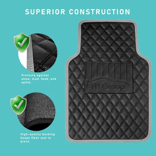 Miniatura 7 de FH Group Alfombrillas universales para automóvil, ajuste multiusos, de lujo, de piel sintética, combo de fundas de asiento de automóvil pequeñas