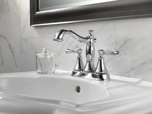 Miniatura 5 de Delta Faucet Cassidy Gold - Grifo de baño central, conjunto de drenaje de metal, bronce champán 2597LF-CZMPU, 5.41 x 6.59 x 5.41 pulgadas Champagne