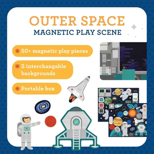 Miniatura 2 de Petit Collage Escena de Juego del Espacio Exterior, Piezas Magnéticas para Mezclar y Combinar, Edades 3+, 2 Escenas y 54 Piezas