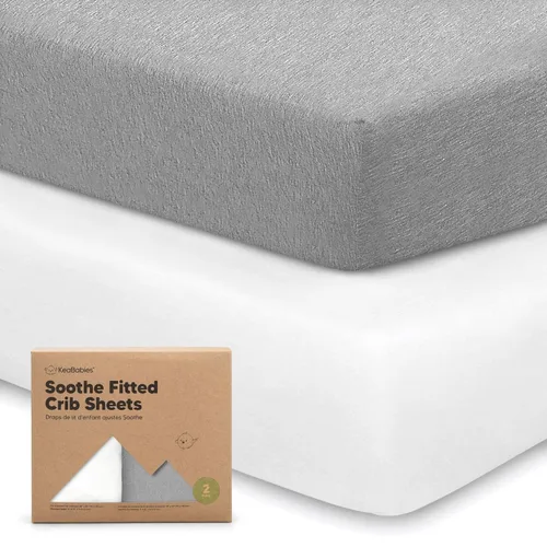 KeaBabies Paquete de 2 sábanas orgánicas para cuna para niños y niñas, sábana bajera ajustable de 52 x 28 pulgadas, funda de algodón de jersey Nube