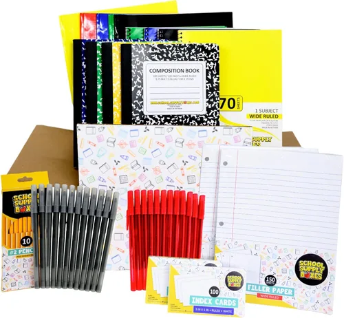 Miniatura 7 de Paquete de escritura para escuela primaria 1 caja – 51 piezas por caja School Supply Boxes – Productos esenciales para el regreso a clases