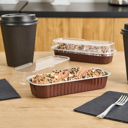 Miniatura 4 de Restaurantware - Mini moldes para pasteles de 6.8 onzas, 6.5 x 2.6 x 1.2 pulgadas, 100 tazas redondas para hornear, desechables, con tapas de Café