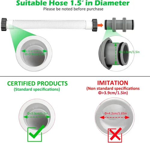 Miniatura 2 de Magoog Conector de manguera de bomba de filtro, conector de manguera de piscina de 1.5 a 1.5 pies, conector de manguera de piscina para adaptador