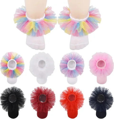 8 pairs girls ruffle socks lace ruffle princess dress socks newbornsbabiestoddlerslittle girls