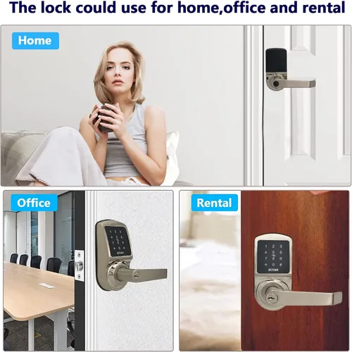 Miniatura 6 de Cerradura de puerta inteligente, cerradura de puerta de entrada sin llave, cerradura de manija SCYAN X2 con acceso de teclado para pantalla táctil