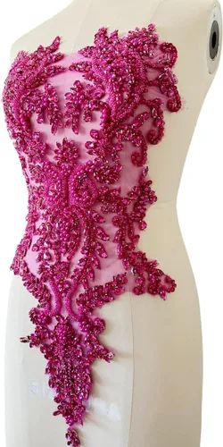 Miniatura 4 de Parches de diamantes de imitación brillantes hechos a mano para coser a mano con lentejuelas de cristal en encaje para vestido de graduación, ropa