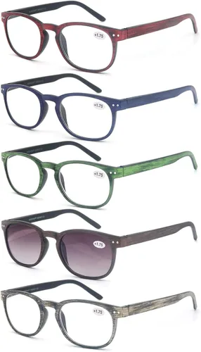 Miniatura 11 de MODFANS Paquete de 4 lentes de lectura 1.0 con bisagras de resorte con aspecto de madera, elegantes lectores para hombres y mujeres Paquete de 4