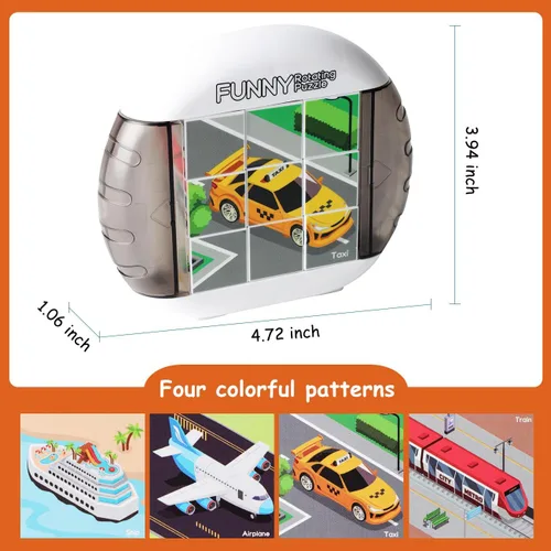 Miniatura 7 de Rompecabezas giratorio para niños de 3, 4, 5, 6, 7 y 8 años, 4 rompecabezas en 1, para niños pequeños, automóvil, avión, actividades de viaje por