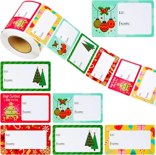 Miniatura 13 de Outus 500 Piezas Etiquetas de Navidad Autoadhesivas Etiquetas de Regalo para Regalos de Navidad Etiquetas de Nombre de Navidad Pegatinas para Papel