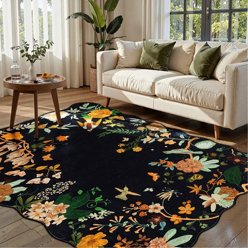 Miniatura 39 de Rugflix Alfombras de área de 8 x 10 pies para sala de estar, alfombra grande lavable, resistente a las manchas, pelo bajo, alfombra oscura moderna
