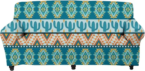 Miniatura 12 de Forchrinse Funda de sofá con estampado navajo africano para sofá de 1 cojín, funda elástica para sofá, protector de muebles para casa rural, hogar