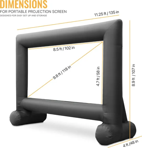 Miniatura 5 de Pantalla inflable de proyector de teatro para exteriores e interiores de 14 pies con soplador integrado, incluye amarres y bolsa de almacenamiento