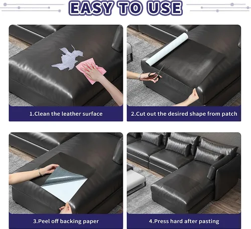 Miniatura 5 de Besezx Kit de Cinta de Parche de Reparación de Cuero, Reparación de Cuero Autoadhesiva para Muebles, Sillón, Sofá, Asientos de Automóvil, Silla
