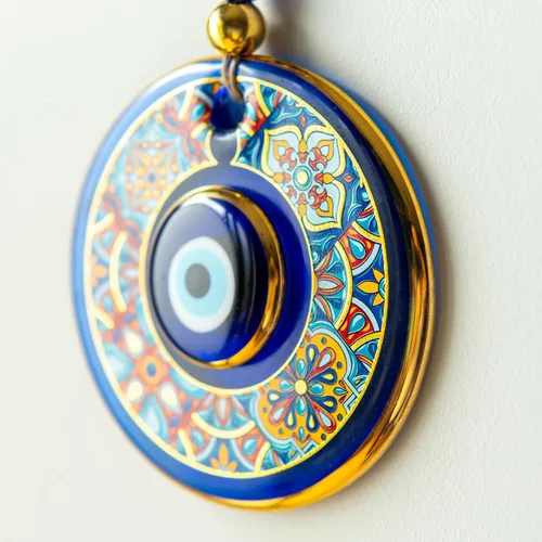 Miniatura 2 de Colgante de pared clásico turco contra el mal de ojo, 5.1 pulgadas de diámetro, nazar de cristal hecho a mano para protección y buena suerte, regalo