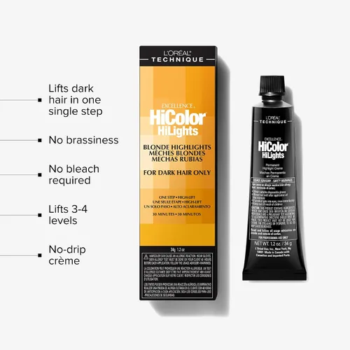 Miniatura 3 de L'Oréal Technique HiColor Blonde HiLights Permanent Hair Color for Dark Hair - Intense Blonde Highlights, No Pre-Lightening Required, No-Drip Creme
