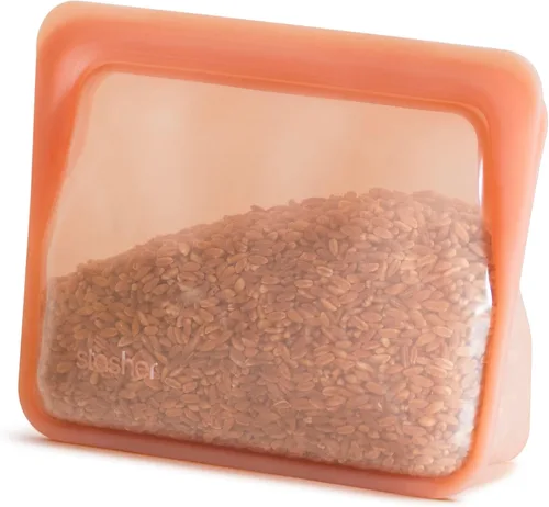 Miniatura 16 de Stasher Bolsa de almacenamiento reutilizable de silicona platino de grado alimenticio, color aguamarina (mediano con base) Reduce el plástico