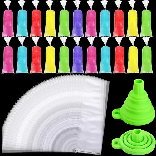 Boao 240 bolsas de helado desechables para helados, moldes de plástico para congelar caramelos, bolsas para bolis de hielo con embudo de silicona
