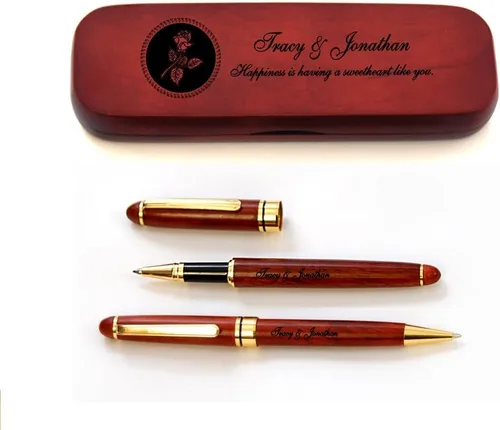 Miniatura 7 de Estuche de madera de arce personalizado y dos bolígrafos para el día de San Valentín