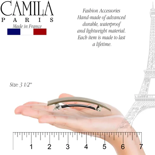 Miniatura 2 de Camila Paris CP3385 - Pinza de barrette de pelo francesa para niñas, cierre de metal gomizado beige, pinzas de pelo de agarre fuerte para mujeres