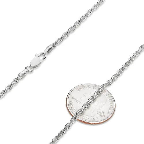 Miniatura 2 de The Bling Factory 3.5mm .925 Sterling Silver Diamond-Cut Twisted Rope Chain Necklace