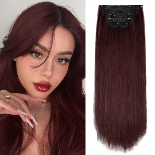 Miniatura 28 de WECAN Extensión de cabello con clip, de 20 pulgadas, mezcla de rubio ceniza y rubio decolorado, 6 piezas, extensiones de cabello largo ondulado
