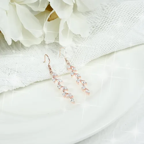Miniatura 4 de Aretes de hoja hechos a mano con cristal, aretes colgantes de boda para novias y damas de honor, regalo para mujeres