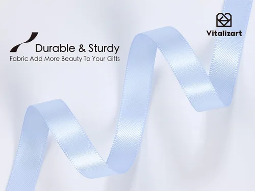 Miniatura 4 de Vitalizart Cinta de satén azul bebé de 3/8 pulgadas x 100 yardas para envolver regalos, manualidades, decoración de fiestas, ramo de flores, boda