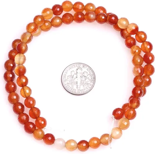 Miniatura 5 de GEM-Inside - Cuentas sueltas de cornalina roja naranja facetada de 0.236 pulgadas (0.236 in), cuentas de energía natural para hacer joyas, redondas