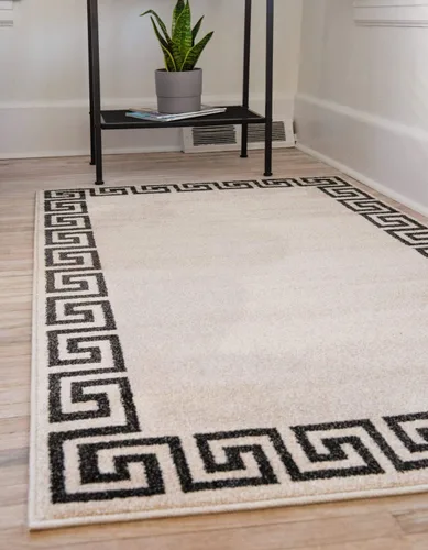 Miniatura 20 de Unique Loom Athens Collection - Alfombra clásica geométrica con diseño de borde moderno, 2 x 3 pies, color carbón/beige