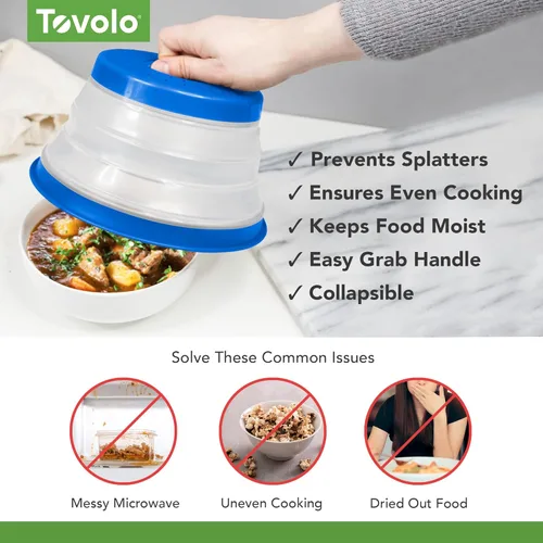 Miniatura 3 de Tovolo Cubierta para Microondas contra Salpicaduras de Alimentos, Pequeña (Azul) - Tapa de Protección contra Salpicaduras de Silicona Plegable