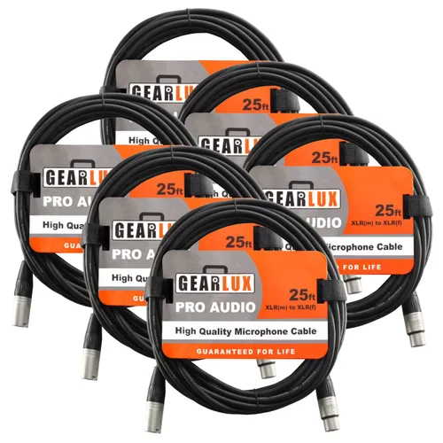 Miniatura 41 de Gearlux – Cable de micrófono XLR, completamente balanceado, macho a hembra, 25 pies - Paquete de 3
