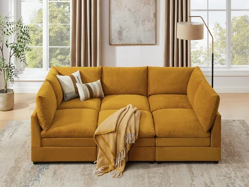 Miniatura 13 de VANOMi Sofá modular Cloud de 98 pulgadas para sala de estar, sofá cama moderno de gran tamaño con asiento profundo, otomana de cojín grueso de doble