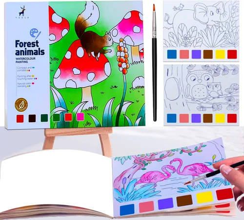 Miniatura 7 de JUNQIU Juego de 3 Sets de Pintura de Acuarela para Niños, Libros de Pintar con Agua, Libro de Pintura de Acuarela de Bolsillo, Artes y Manualidades