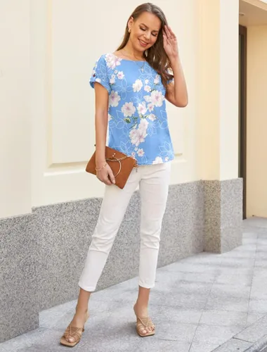 Miniatura 5 de Ninee Camisetas de manga corta para mujer 2023, básicas, sueltas, túnica de manga murciélago, camiseta casual