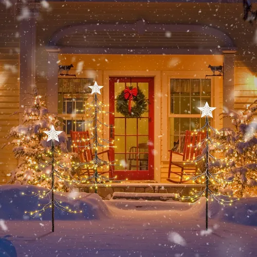 Miniatura 4 de Lightshare Árbol de abeto nevado de 13 pies, 328 luces LED, para uso en interiores y exteriores, blanco cálido, para el hogar, festival, fiesta
