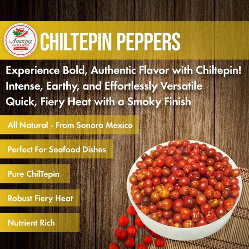 Miniatura 3 de Pimientos Chiltepin secos (Chile Tepin) – Bolsa de 4 onzas – Ideal para usar con mariscos, salsas, guisos, salsa, carnes. Muy caliente con un sabor