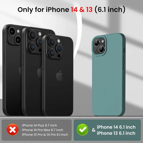 Miniatura 4 de Funda para iPhone 14, iPhone 13, funda protectora de silicona líquida a prueba de golpes, con forro de microfibra suave antiarañazos, ultra delgada
