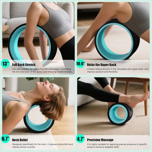 Miniatura 2 de Paquete de 5 rodillos de espalda, rueda de yoga para aliviar el dolor de espalda y estiramiento, rueda trasera para masaje de tejido profundo