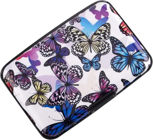 Miniatura 33 de Tarjetero de aluminio con bloqueo RFID para hombres y mujeres, elegante cartera de viaje con 7 ranuras, la mejor protección contra escaneos