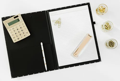Miniatura 6 de Kate Spade New York Portapapeles A4 de tapa dura con clip de perfil bajo, profesional, incluye bloc de notas con líneas, trabilla para bolígrafo