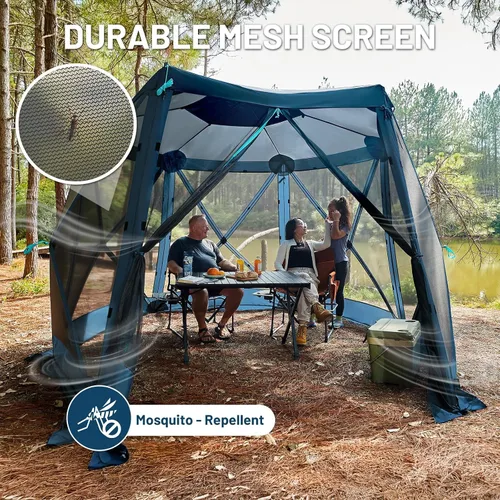 Miniatura 4 de Timber Ridge Gazebo desplegable, casa portátil de pantalla instantánea con malla, fácil de instalar en 60 segundos, mide 12.1' x 10.5' x 7.2', se