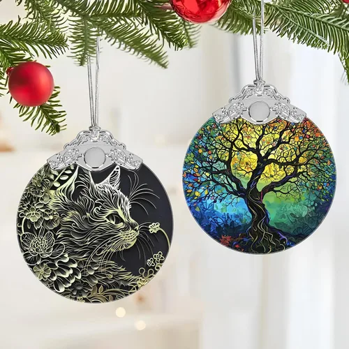 Miniatura 5 de Adornos de decoración de Navidad, adorno de vitral, adornos para árbol de Navidad, adorno de regalo 2025, regalo de Navidad para amigos, familiares